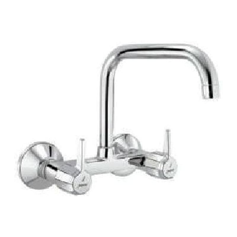 both Sink Mixer with Pipe Swinging Spout Complete (Wall Mounted Model) with Connecting Legs & Wall Flanges