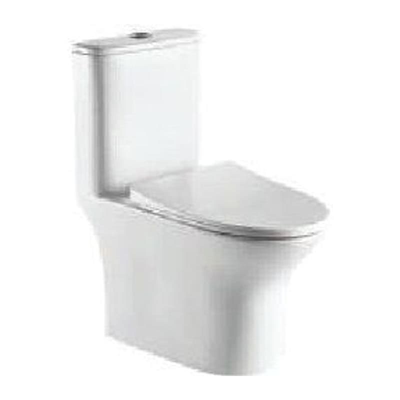Rimless Single Piece WC with UF Soft Close Slim Seat Cover, Hinges, Dual Flush Cistern Fitting, Fixing Accessories and Accessories Set, Size: 380x670x765 mm, S Trap- 300 mm