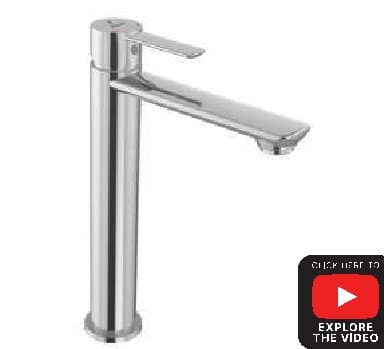 Single Lever Tall Boy with 190mm Extension Body Fixed Spout without Popup Waste System with 600mm Long Braided Hoses