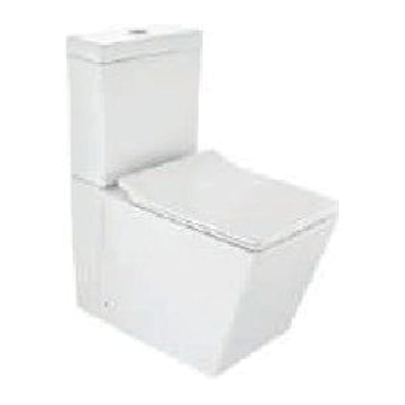 Close Slim Rimless Bowl with Cistern For Coupled WC with UF Soft Close Slim Seat and Fixing Cover, Hinges, Dual Flush Cistern Fitting with Back Filling, and Fixing Accessories, Size: 385x650x800 mm, S Trap- 220 mm (With Conversion Bend - ZPS-WHT-VB02)