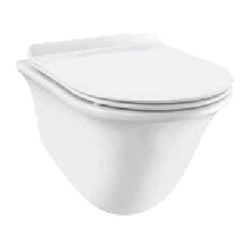 Rimless, Blind Installation Wall Hung WC with UF soft close Hinges, Accessories Set, Size: 370x490x365 mm