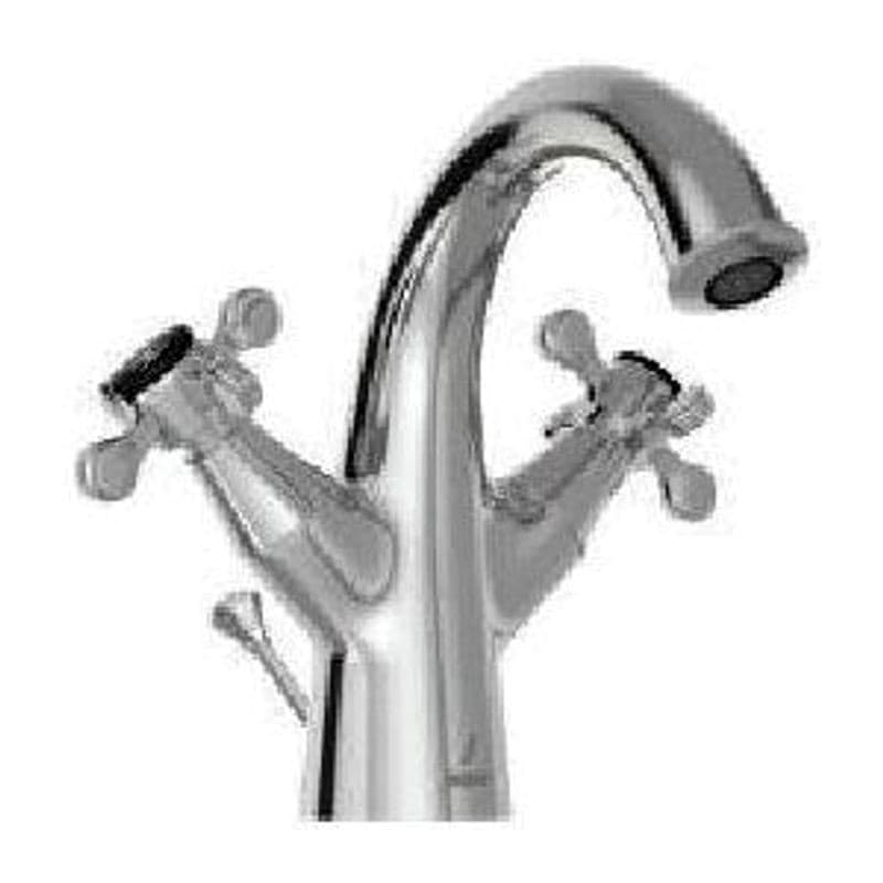 Waste Central Hole Basin Mixer with Popup Waste System with 450mm Long Braided Hoses