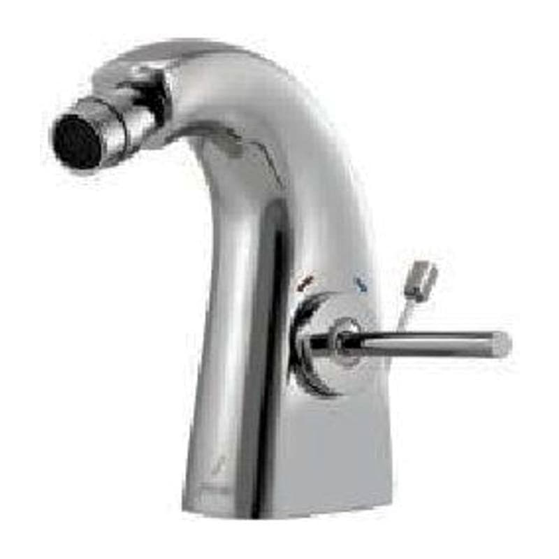 Joystick 1-Hole Bidet Mixer with Popup Waste On System & 375mm Long Braided Hoses
