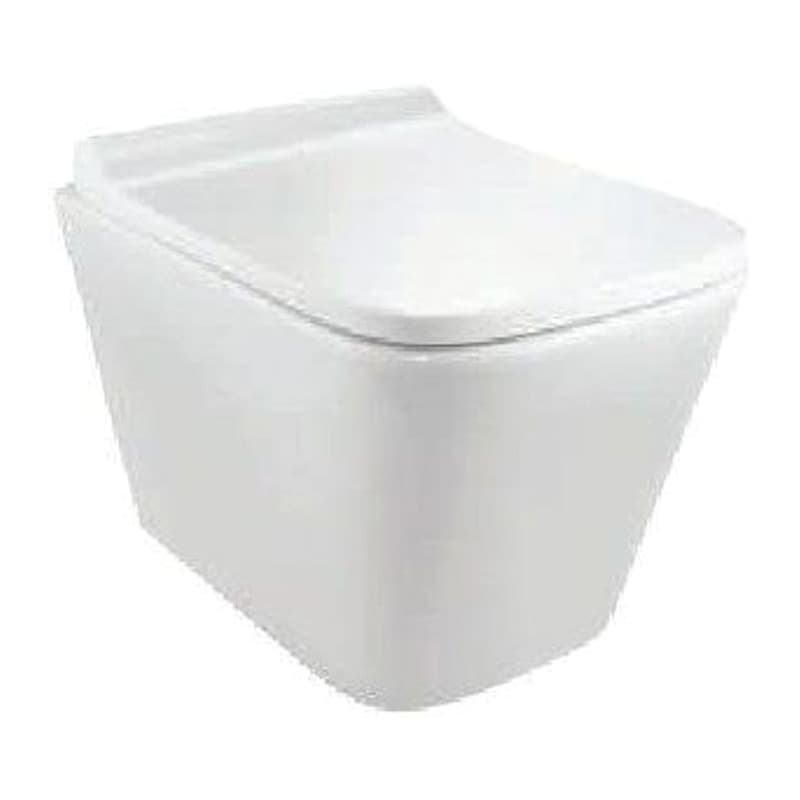 Rimless, Blind Installation Wall Hung WC with UF Soft Close Slim Seat Cover, Accessories Set, Hinges, Accessories Set, Size: 345x495x365 mm