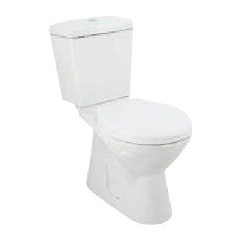 Seat Cover, Hinges, Bowl with Cistern For Coupled WC with PP Soft Close Seat Cover, Hinges, Accessories Set, Dual Flush Cistern Fitting, Fixing Accessories and Accessories Set, Size: 365x680x770 mm, S Trap- 220 mm
