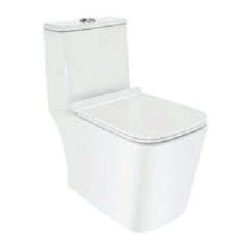 Rimless Single Piece WC with PP Soft Close Slim Seat Flush Cistern Fittings, Fixing Accessories and Accessories Size: 660x360x735 mm, P Trap- 180 mm