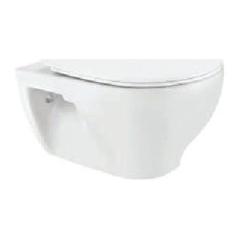 Soft Close Seat Rimless & Wash Down, Rimless Wall Hung WC with UF Soft Close Seat Cover, Hinges, Accessories Set, Size: 380x555x360 mm