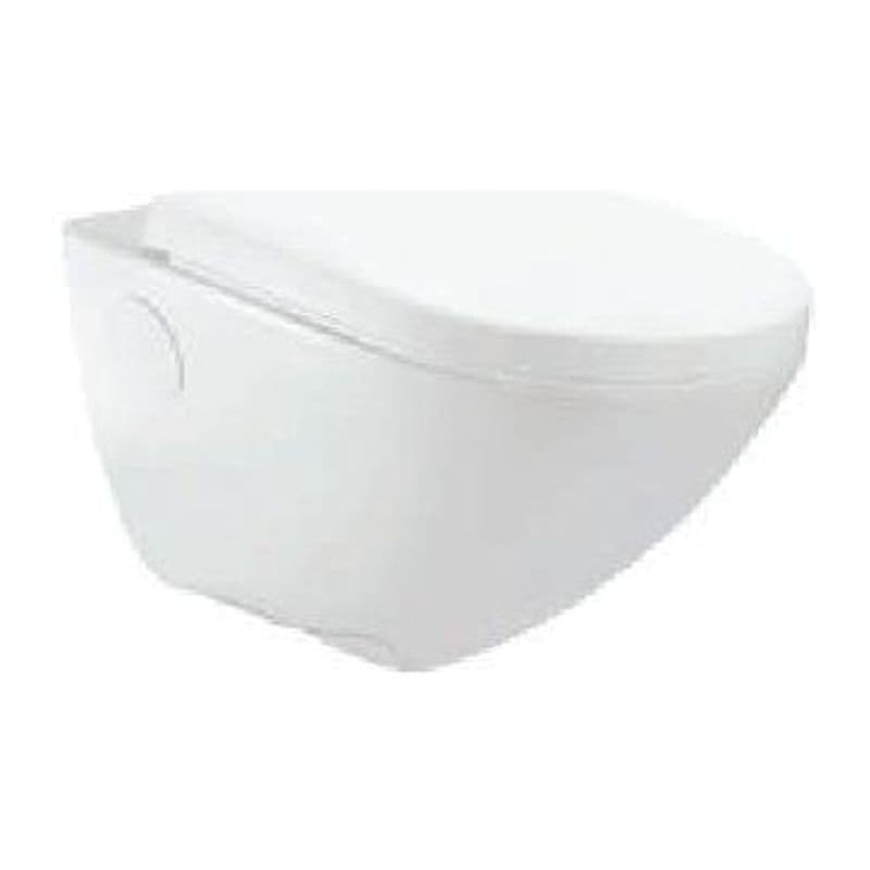 Rimless & Wash Down, Rimless Wall Hung WC with PP Soft Close Seat Cover, Hinges, Accessories Set, Size: 380x515x360 mm