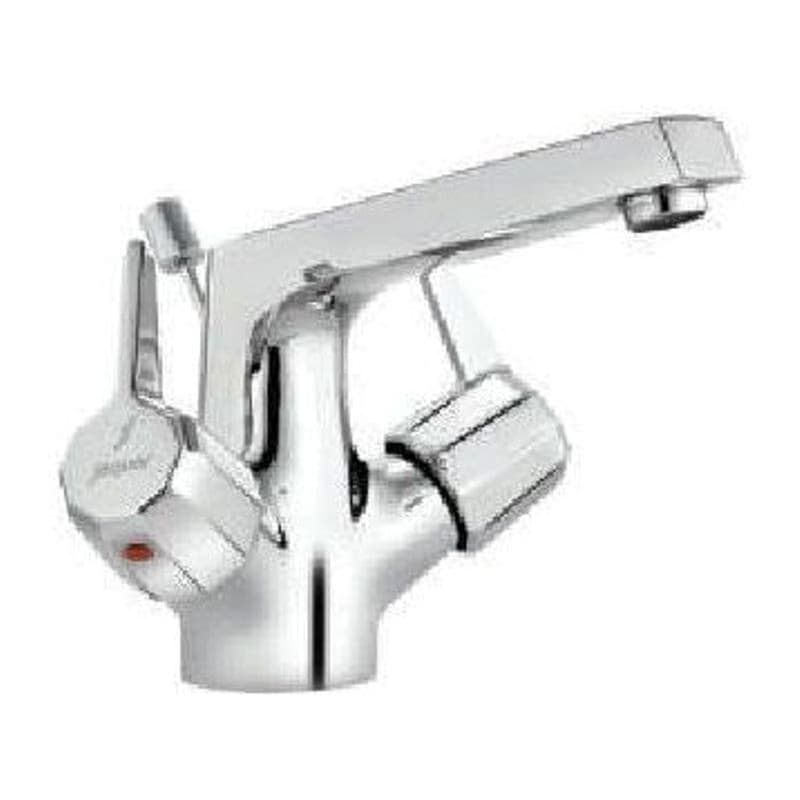 Waste Central Hole Basin Mixer with Popup Waste System with 450mm Long Braided Hoses