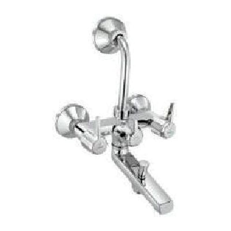 Shower Wall Mixer 3-in-1 System with Provision for Hand Shower and Overhead Shower with 115mm Long Bend Pipe, Connecting Legs & Wall Flange (without Hand & Overhead Shower)