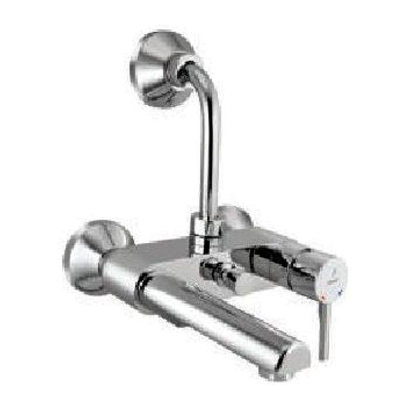 Hand Single Lever Wall Mixer with Provision For Overhead Shower with 115mm Long Bend Pipe On Upper Side, Connecting Legs & Wall Flanges