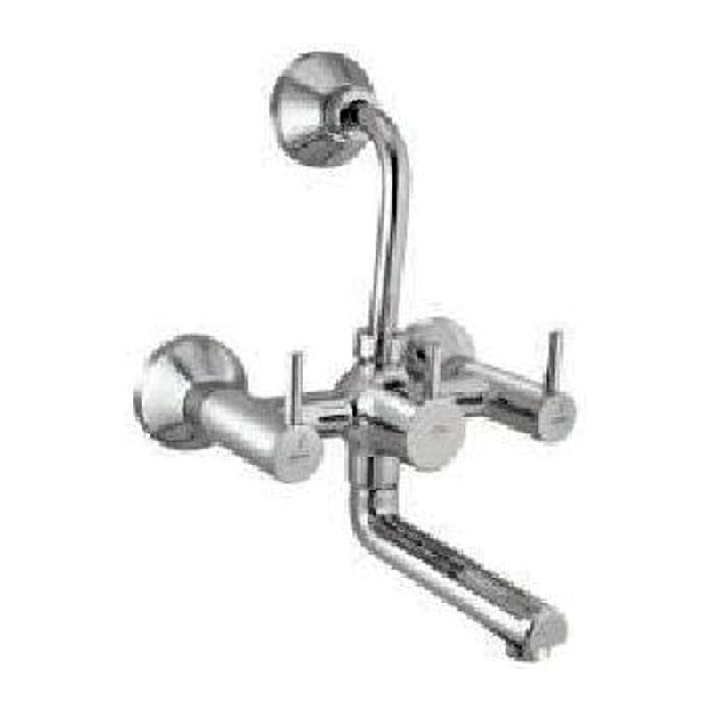 Wall Mixer with Provision for Overhead Shower with 115mm Long Bend Pipe On Upper Side, Connecting Legs & Wall Flanges