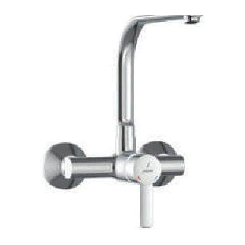 Single Lever Sink Mixer with Swinging Spout on Upper Side (Wall Mounted Model) with Connecting Legs & Wall Flanges
