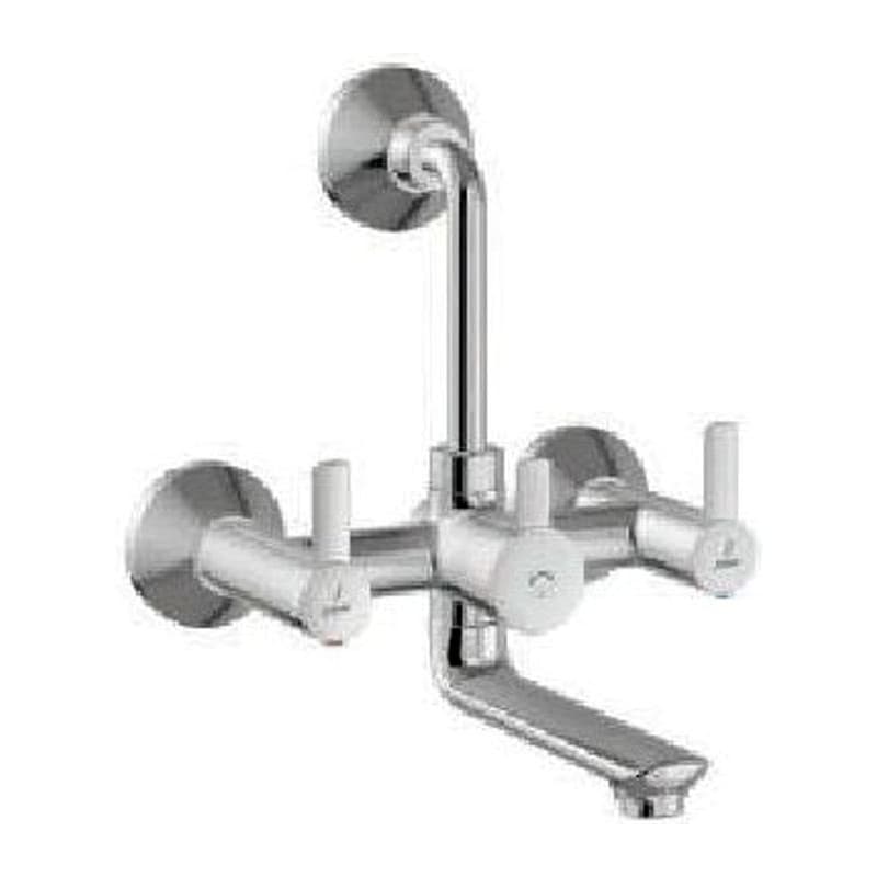 Wall Mixer with Provision for Overhead Shower with 115mm Long Bend Pipe On Upper Side, Connecting Legs & Wall Flanges
