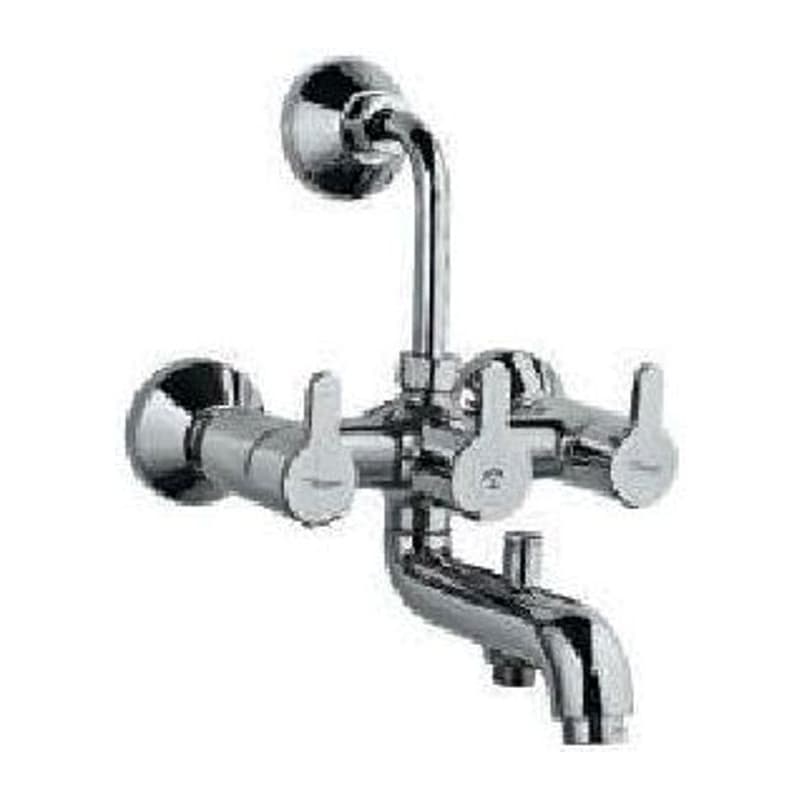 Shower Wall Mixer 3-in-1 System with Provision Side, Hand Shower and Overhead Shower with 115mm Long Bend Pipe, Connecting Legs & Wall Flange (without Hand & Shower)