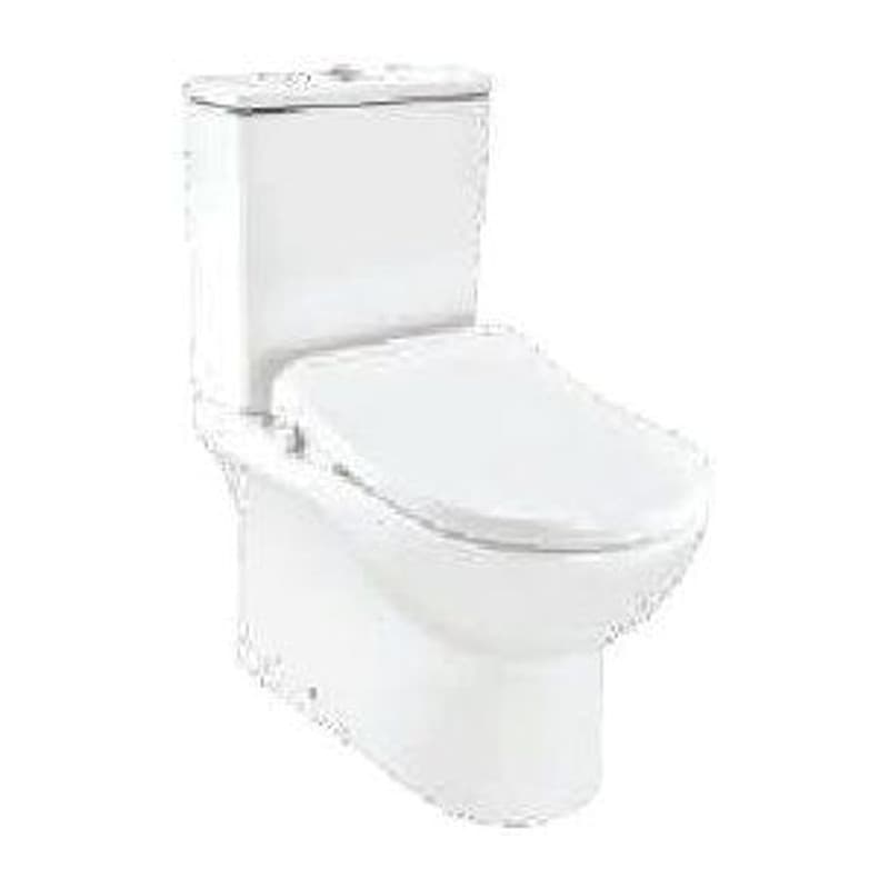 Bidspa Rimless Bowl with Cistern For Coupled WC with Hinges, Dual Flush Cistern Fitting, Fixing Accessories and Size: 380x645x805 mm, P Trap- 180 mm