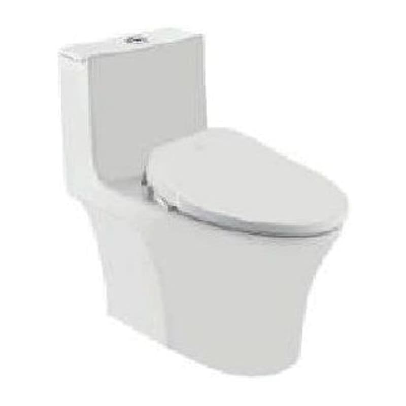 Hinges, Dual Flush Bidspa Rimless Single Piece WC with Electronic PP Seat Cover, Hinges, Dual Flush Cistern Fitting, Fixing Accessories and Accessories Set, Size: 385x720x710 mm, S Trap- 300 mm