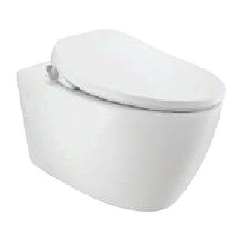 Bidspa Rimless Wall Hung WC with Electronic PP Seat Accessories Set, Size: 390x570x365 mm