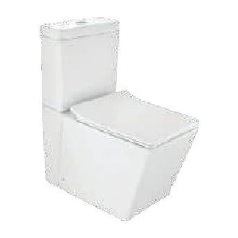 Rimless Bowl with Cistern For Coupled WC with UF Soft Seat Cover, Hinges, Dual Flush Cistern Fitting with Back filling, Accessories, Size: 385x650x800 mm, P Trap- 180 mm