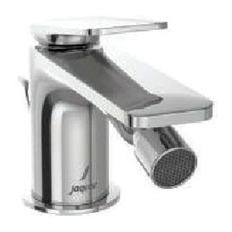 Single Lever 1-Hole Bidet Mixer with Popup Waste System, 375mm Long Braided Hoses and Base Flange