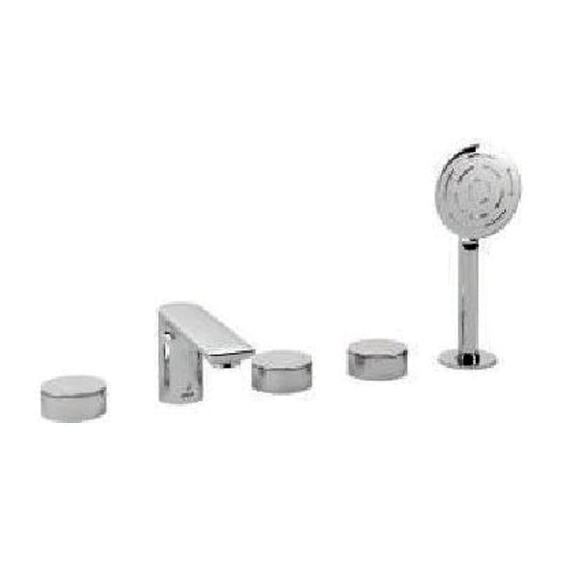 5-Hole Bath Tub Mixer with Hot & Cold Cocks Spout, Divertor & Hand shower with 8mm dia. & 1.5M Flexible Tube