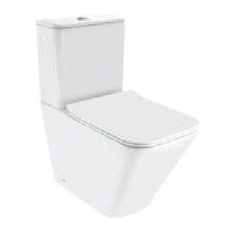Rimless Bowl with Cistern for Coupled WC with UF Cover, Hinges, Dual Flush Cistern Fitting with Back Inlet, Size: 380x650x770 mm