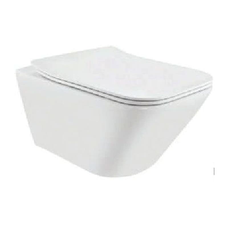 Rimless Back To Wall WC with UF Soft Close Slim Seat Fixing Accessories and Accessories Set, Size: 370x530x360 mm