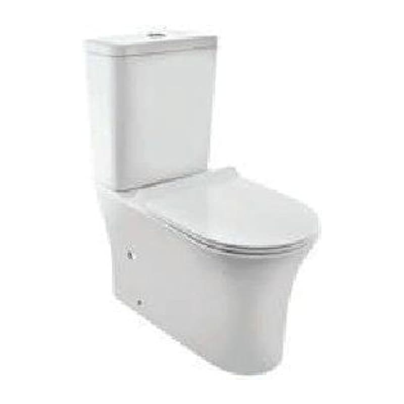 Rimless Bowl with Cistern For Coupled WC with UF Soft Cover, Hinges, Dual Flush Cistern Fitting, Fixing Accessories, Size: 390x645x845 mm, P Trap- 180 mm