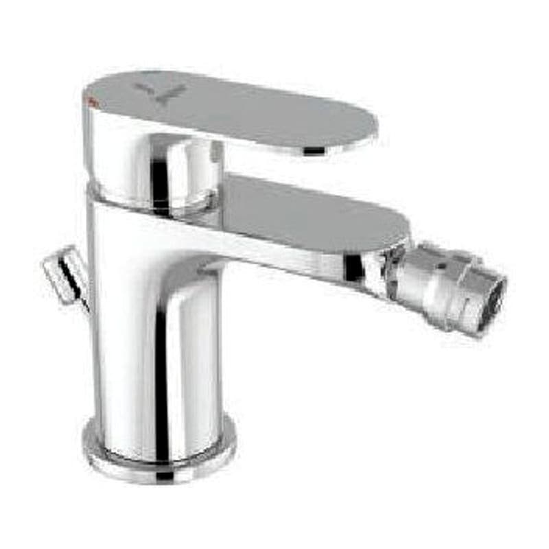 Single Lever 1-Hole Bidet Mixer with Popup Waste System with 375mm Long Braided Hoses