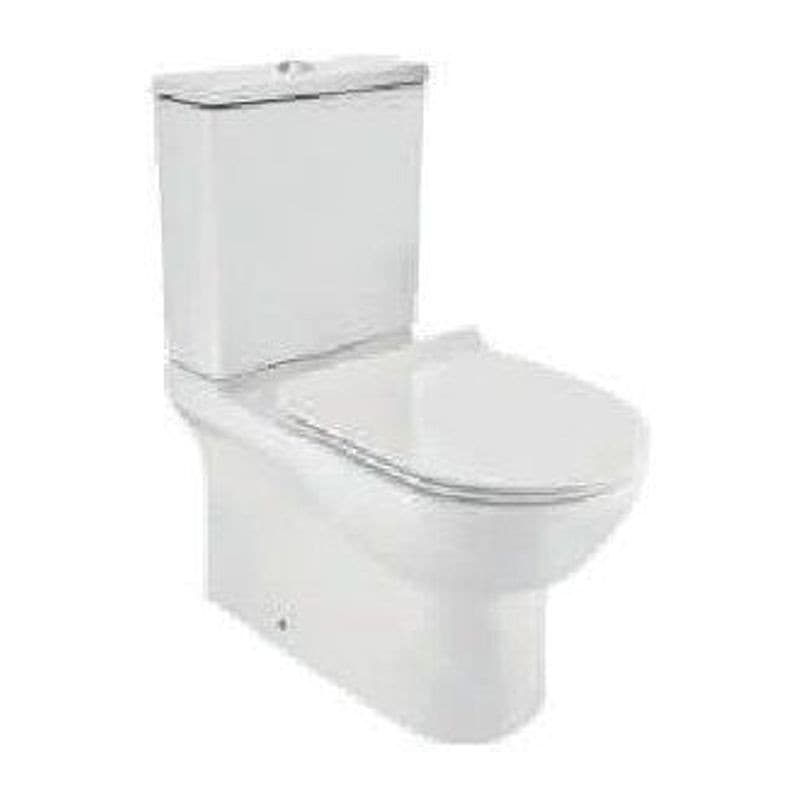 Close Slim Rimless Bowl with Cistern For Coupled WC with UF Soft Close Slim Seat Bend, Fixing Cover, Hinges, Dual Flush Cistern Fitting and Fixing Accessories Set, Size: 380x645x805 mm, P Trap- 180 mm Bend