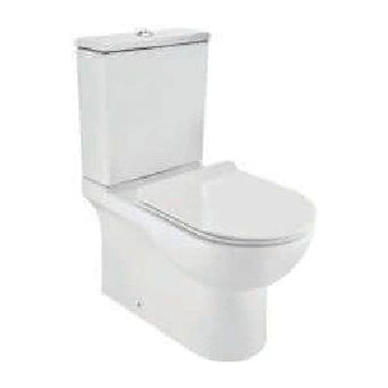Rimless Bowl with Cistern for Coupled WC with UF Soft Seat Cover, Hinges, Dual Flush Cistern Fitting, Conversion Accessories and Accessories Set, Size: 380x645x805mm, S Trap- 250 mm (With Conversion