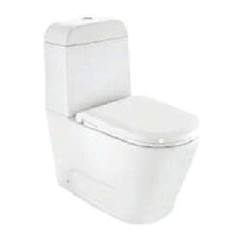 Close Seat Cover, Rimless Bowl with Cistern For Coupled WC with UF Soft Close Seat Cover, Accessories, Hinges, Dual Flush Cistern Fitting with Back Filling, Fixing Accessories, Size: 385x680x785 mm, S Trap- 220 mm (With Conversion Bend - ZPS-WHT-VB01)