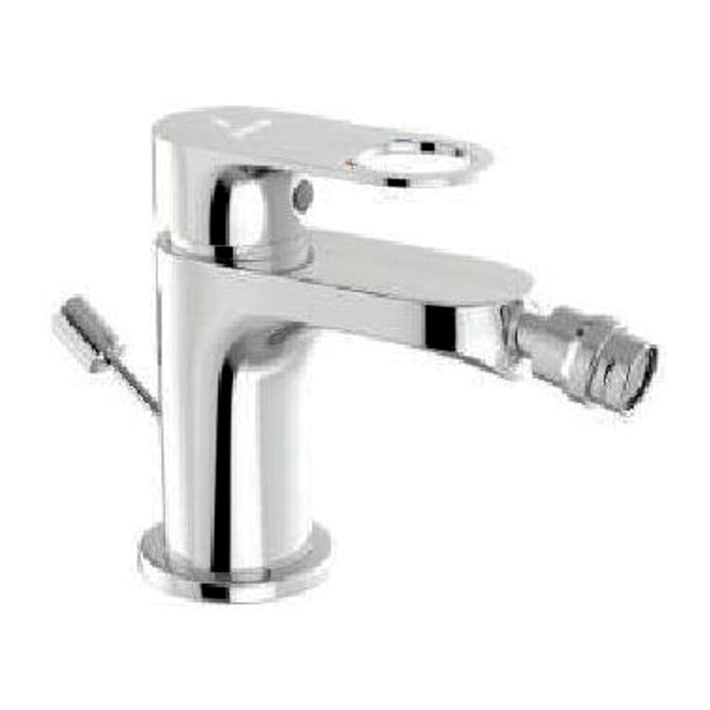 Single Lever 1-Hole Bidet Mixer with Popup Waste System with 375mm Long Braided Hoses