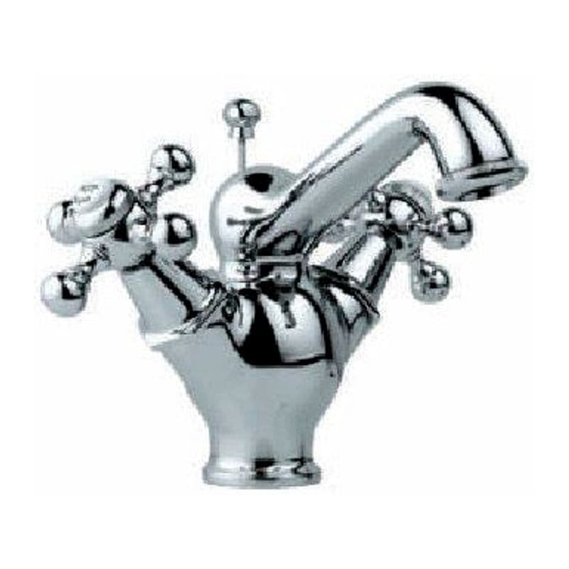 Spout Central Hole Basin Mixer with Regular Spout with Popup Waste System with 450mm Long Braided Hoses