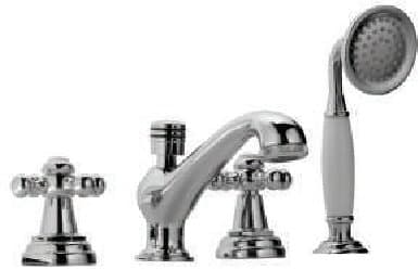 Shower 4-Hole Bath Tub Mixer consisting of 2 (without Control Cocks, 1 Spout, 1 Telephone with 8mm Dia. & 1.5M Long Flexible Tube