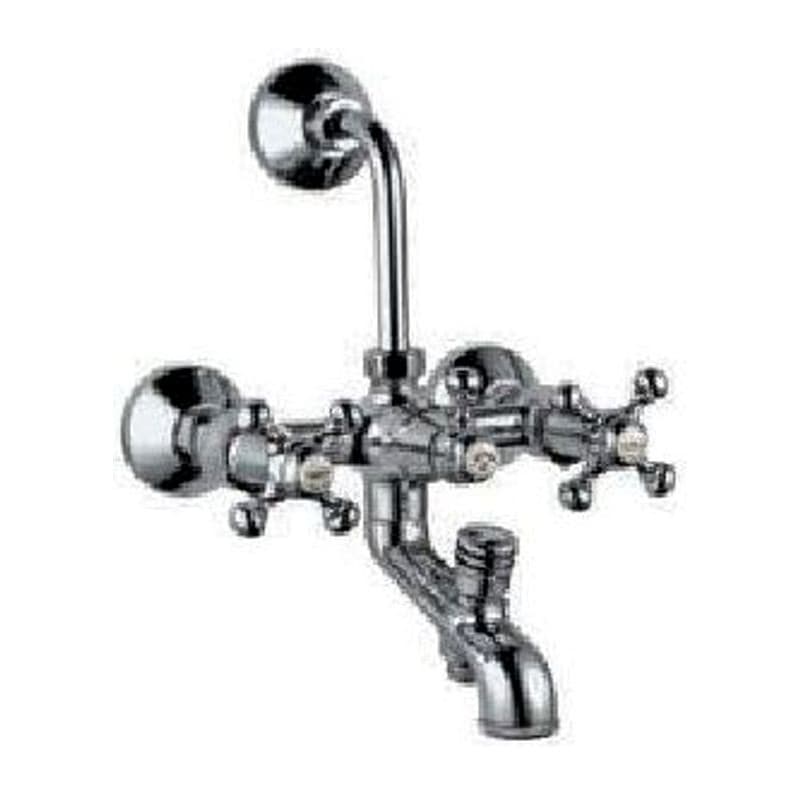 Shower Wall Mixer 3-in-1 System with Provision for both Side, Hand Shower and Overhead Shower Complete with 115mm Long Bend Pipe, Connecting Legs & Wall Flange (without Hand & Overhead Shower)