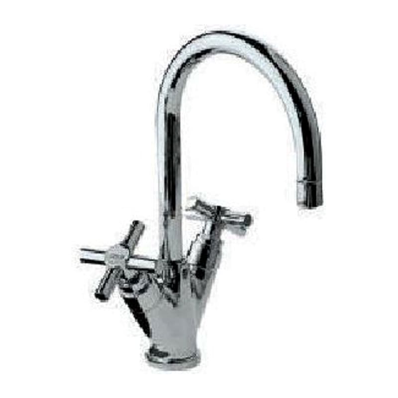 Central Hole Basin Mixer without Popup Waste System with 450mm Long Braided Hoses (15mm Cartridge Size)