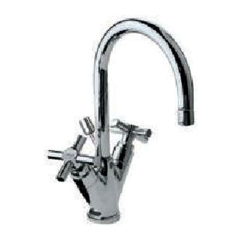 Central Hole Basin Mixer with Popup System with 450mm Long Braided Hoses (15mm Cartridge Size)