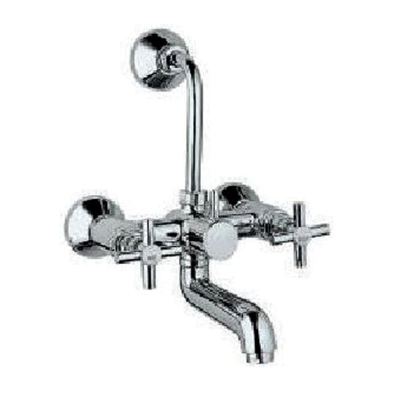 Shower Wall Mixer with Provision For Overhead Shower with 115mm Long Bend Pipe On Upper Side, Connecting Legs & Wall Flanges