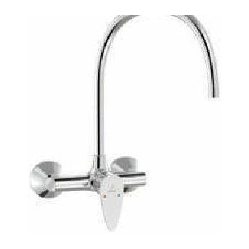 Lever Single Lever Sink Mixer with Swinging Spout on Upper Side (Wall Mounted Model) with Connecting Legs & Wall Flanges