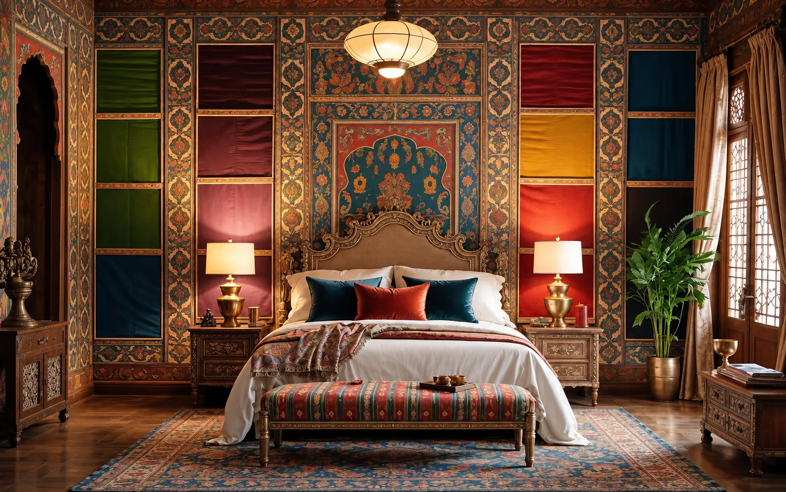Jewel-toned Rajasthani panelling